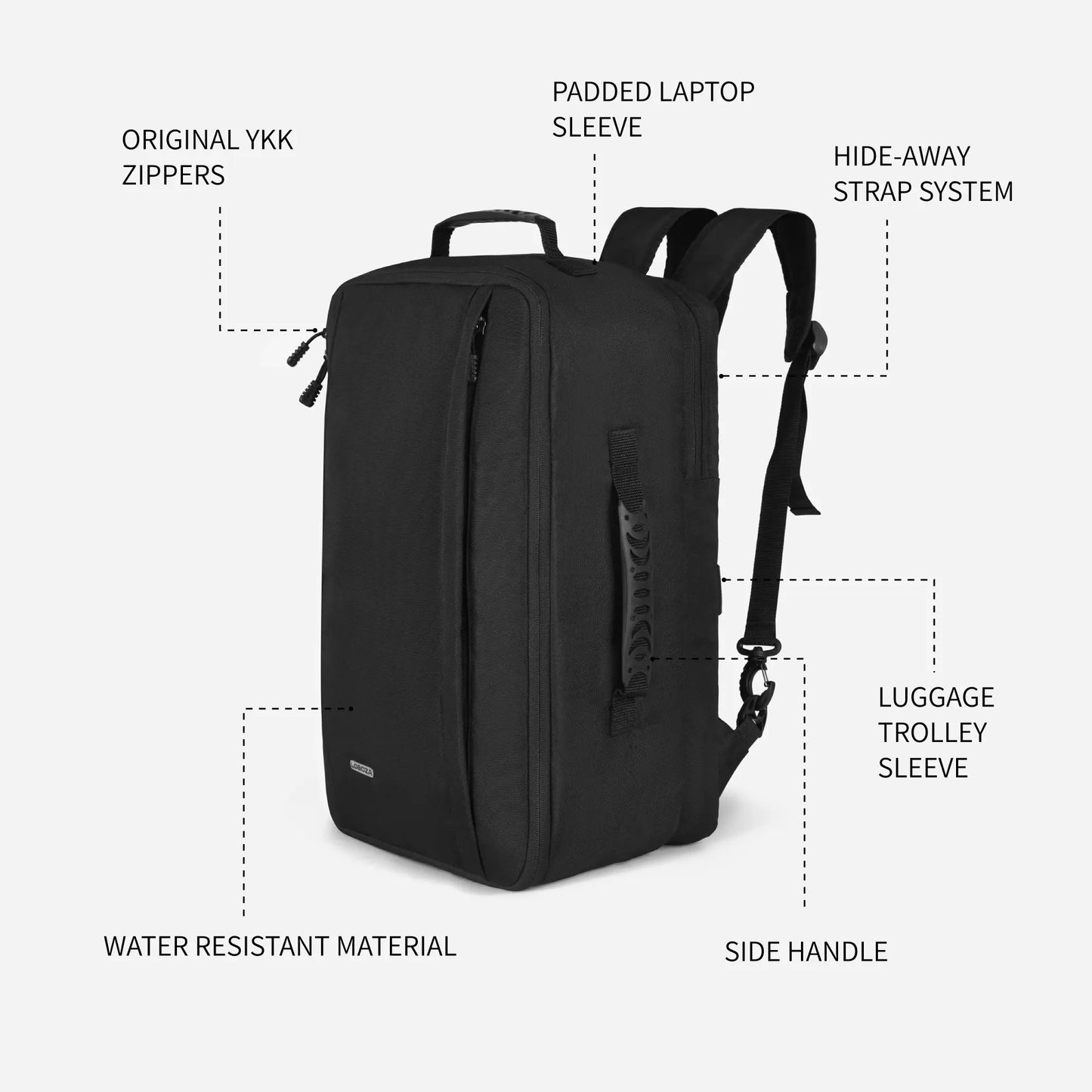 Loboza Dual-Mode Messenger Laptop Backpack- Black
