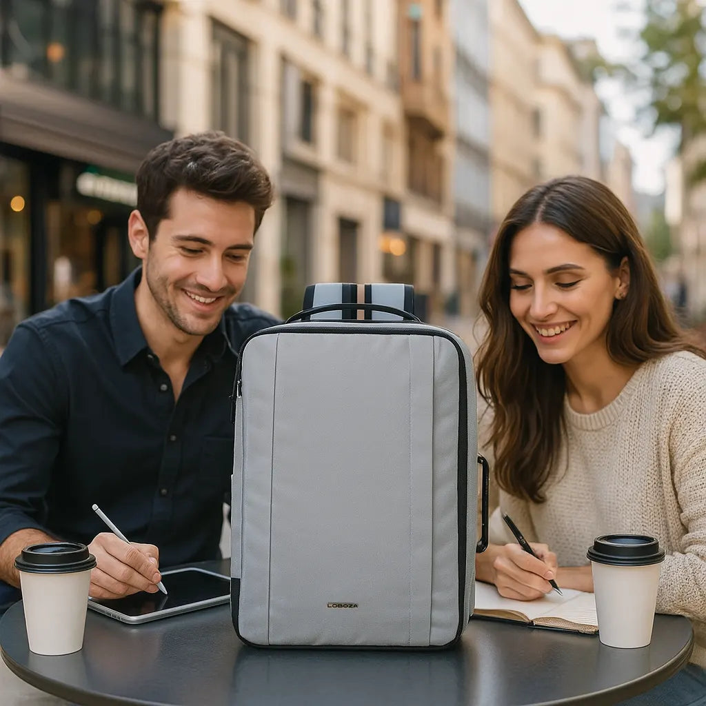 Loboza Dual-Mode Messenger Laptop Backpack- Light Gray