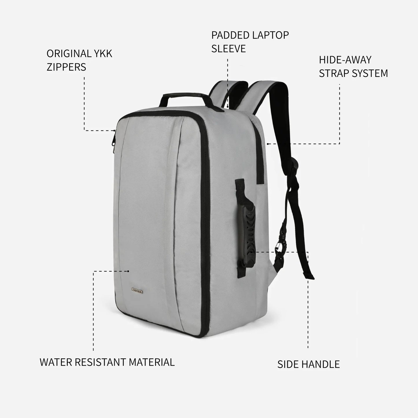 Loboza Dual-Mode Messenger Laptop Backpack- Light Gray