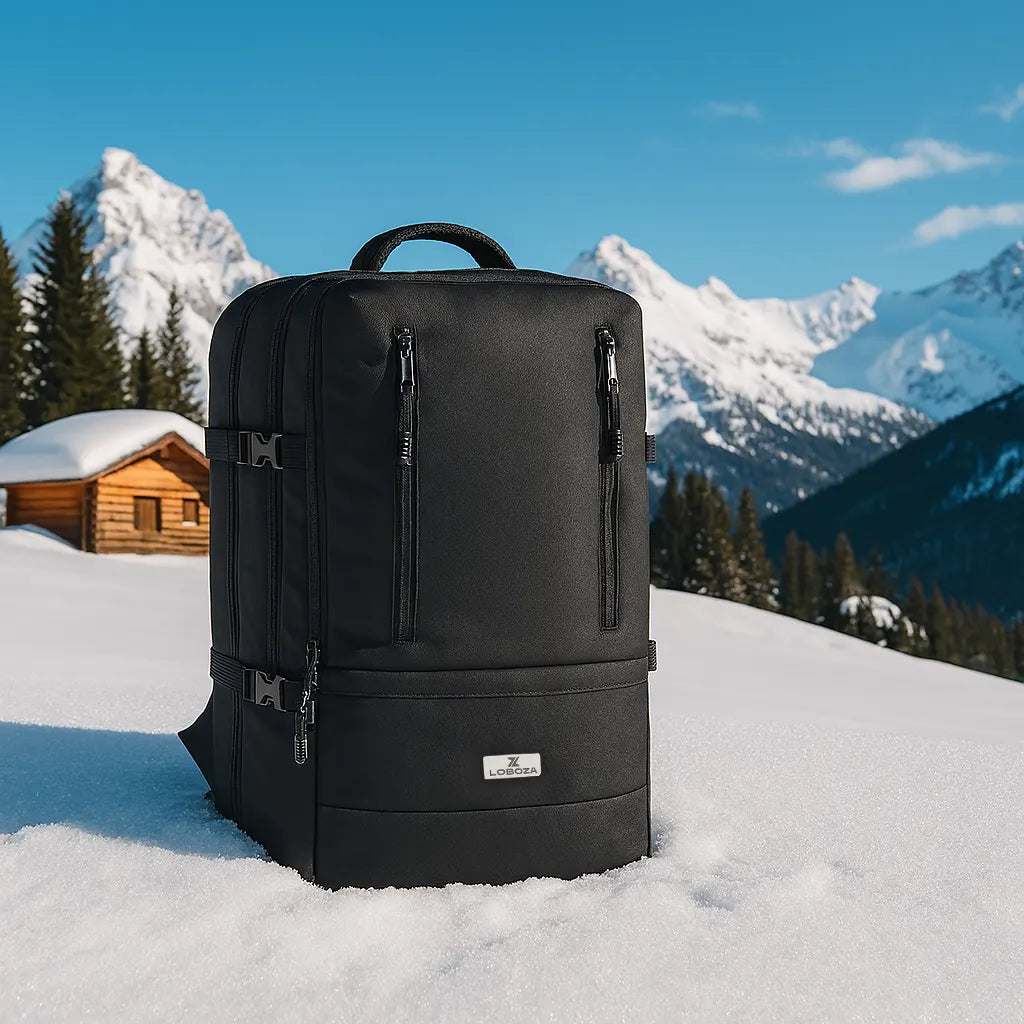 Loboza Nomad Clamshell Travelling Backpack - Black