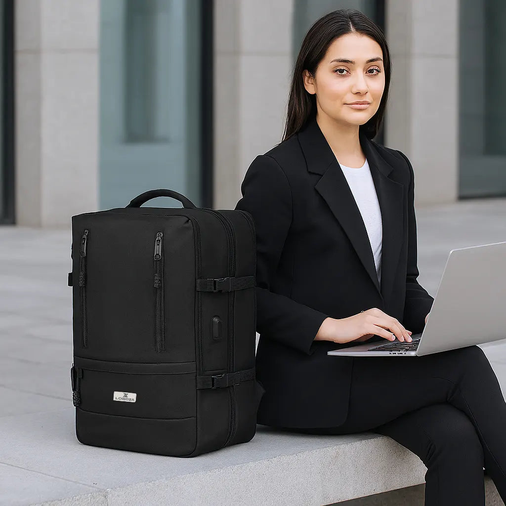 Loboza Nomad Clamshell Travelling Backpack - Black