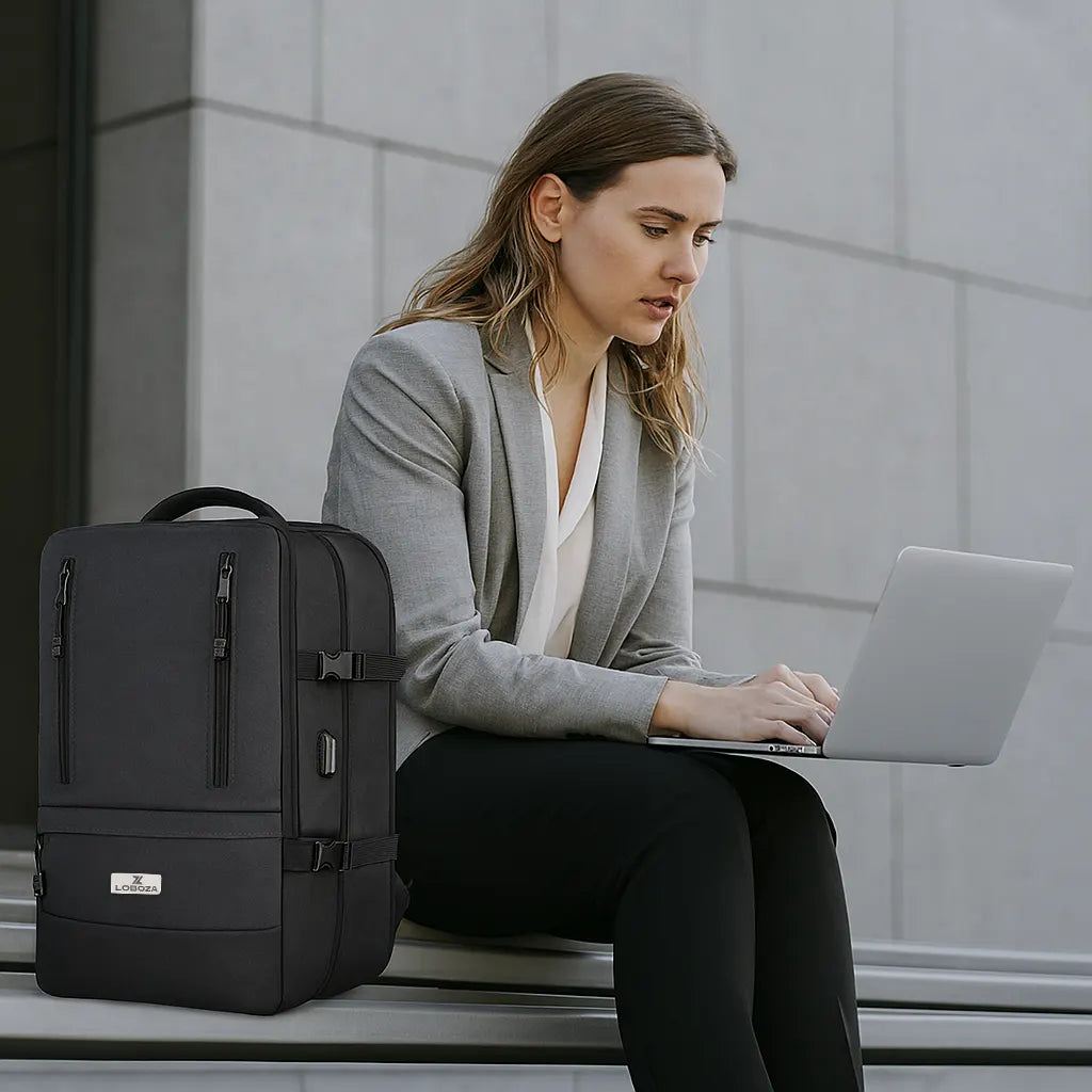 Loboza Nomad Clamshell Travelling Backpack - Black