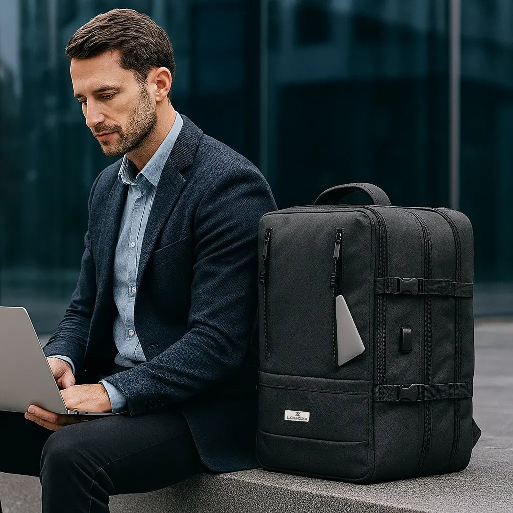 Loboza Nomad Clamshell Travelling Backpack - Black