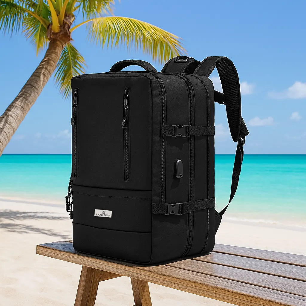 Loboza Nomad Clamshell Travelling Backpack - Black
