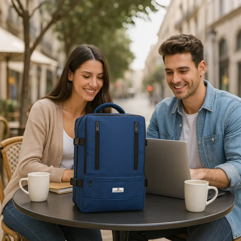 Loboza Nomad Clamshell Travelling Backpack - Navy Blue