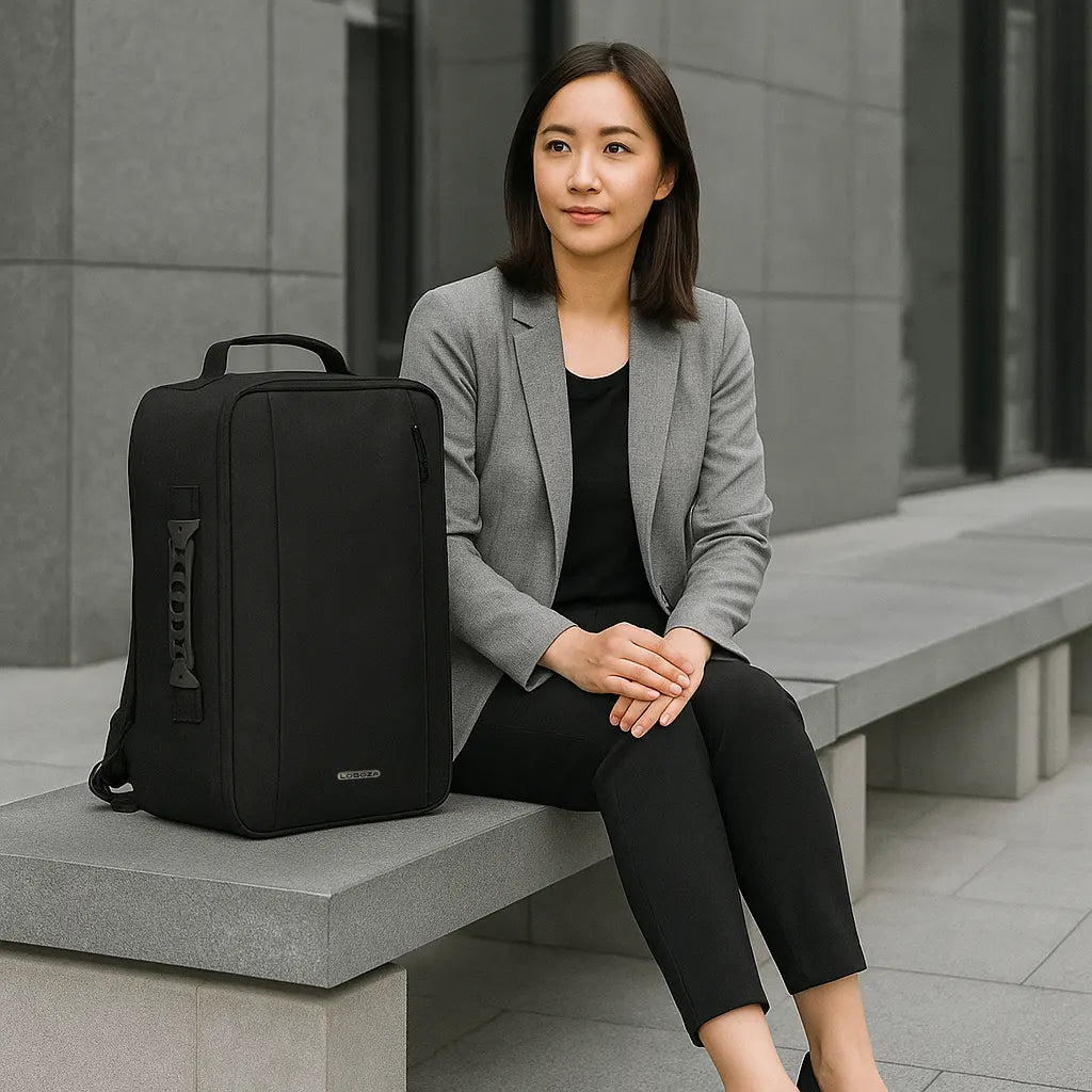 Loboza Dual-Mode Messenger Laptop Backpack- Black