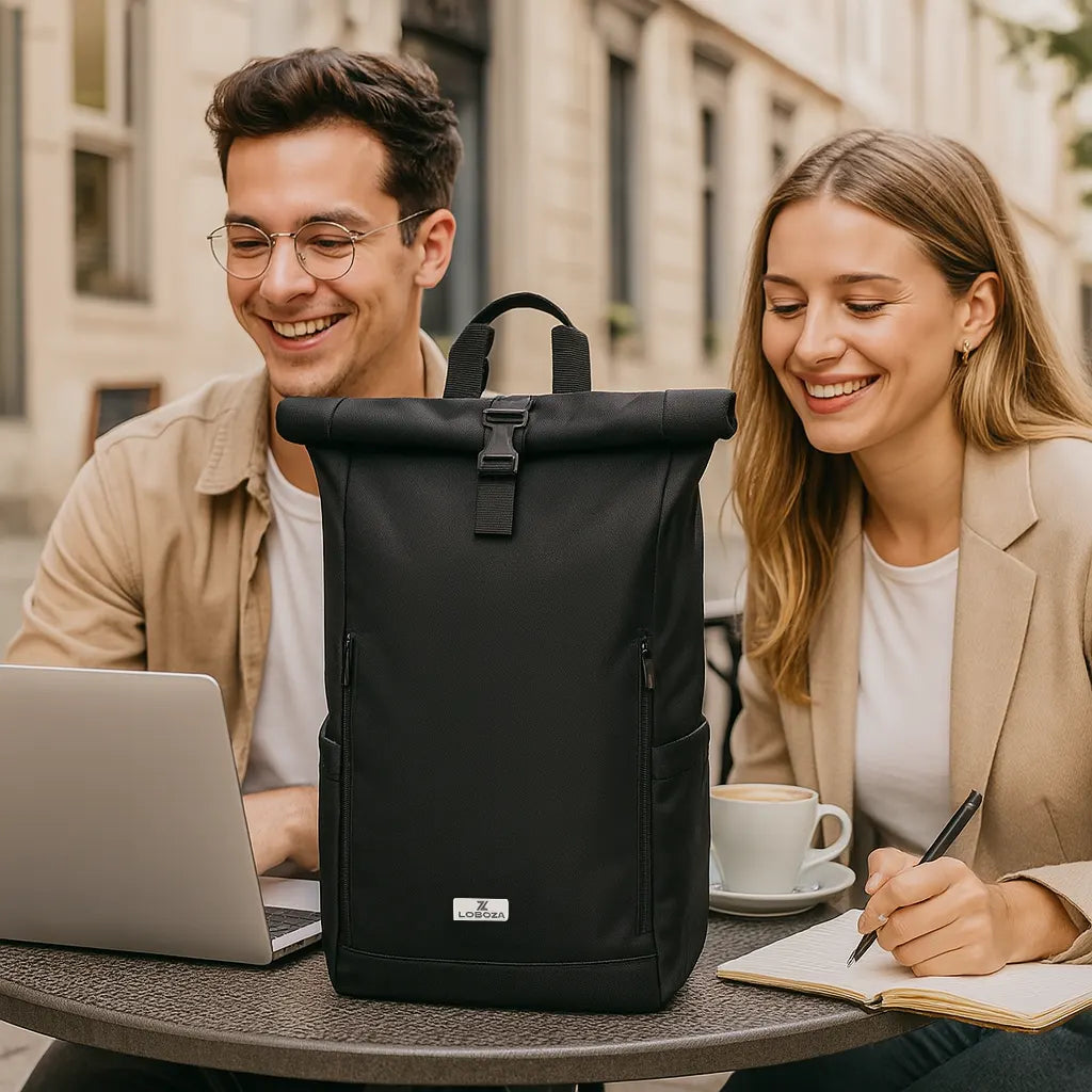 Loboza Explorer Roll-Top Backpack - Black