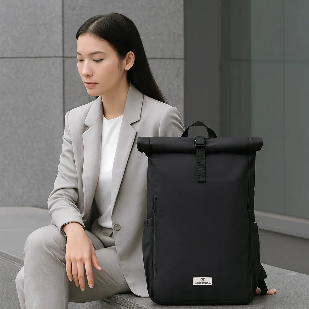 Loboza Explorer Roll-Top Backpack - Dark Navy
