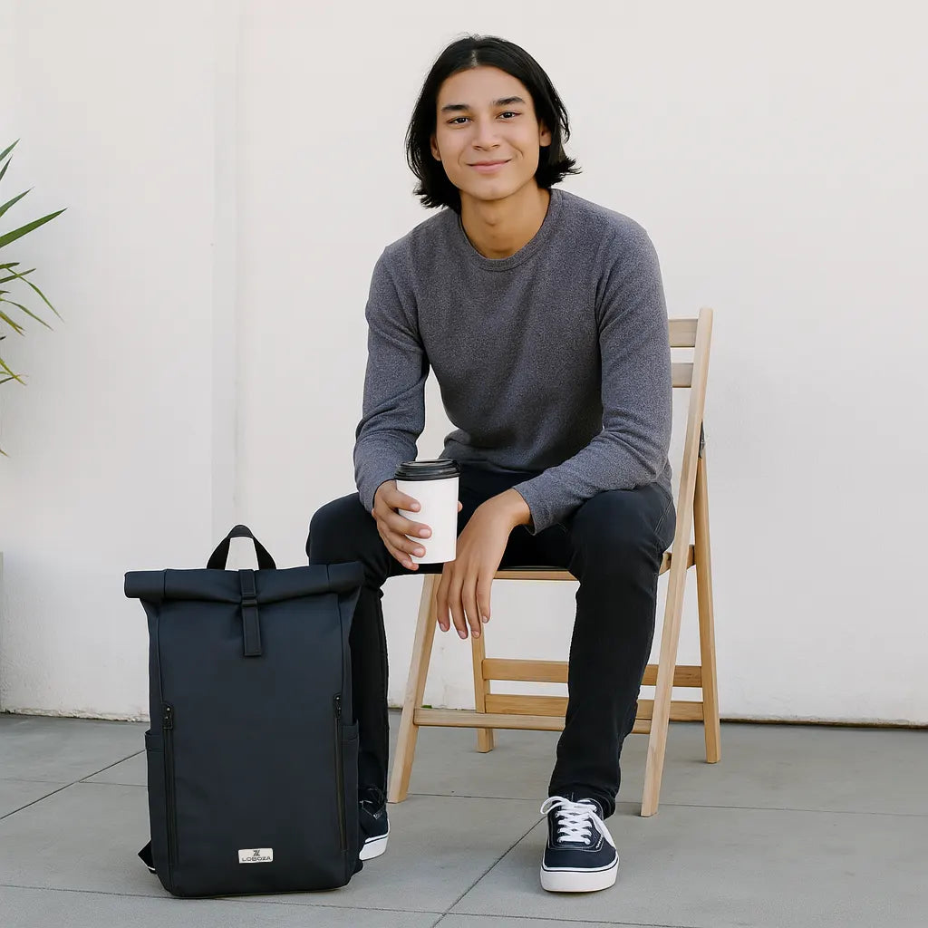 Loboza Explorer Roll-Top Backpack - Dark Navy