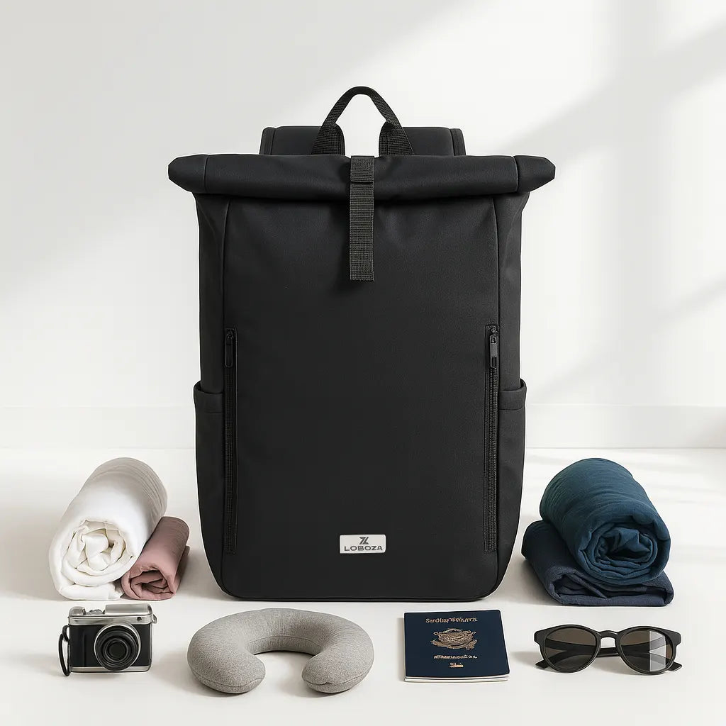 Loboza Explorer Roll-Top Backpack - Dark Navy