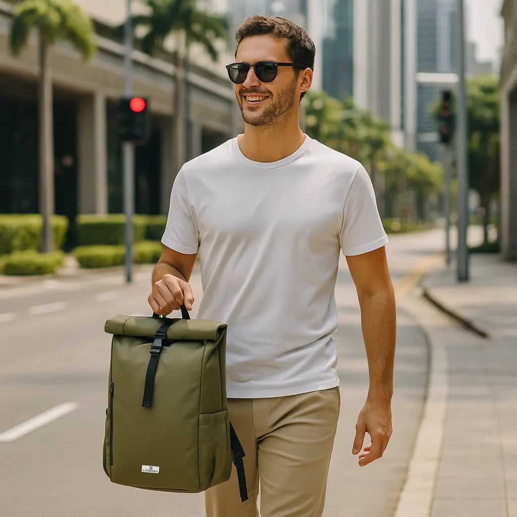 Loboza Explorer Roll-Top Backpack - Olive Green