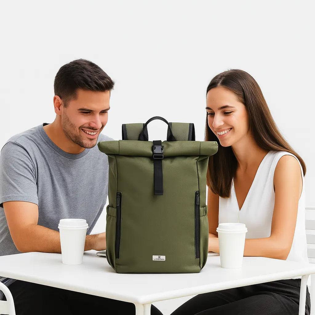Loboza Explorer Roll-Top Backpack - Olive Green