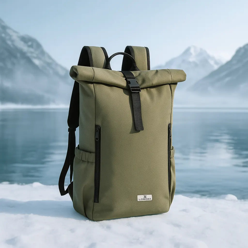 Loboza Explorer Roll-Top Backpack - Olive Green