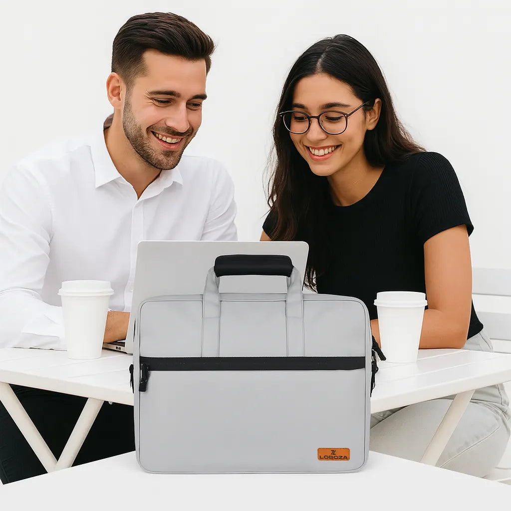 Loboza Laptop Messenger Bag in Light Gray