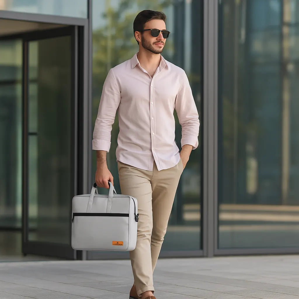 Loboza Laptop Messenger Bag in Light Gray