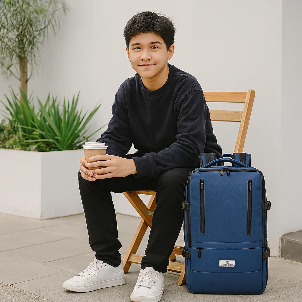 Loboza Nomad Clamshell Travelling Backpack - Navy Blue