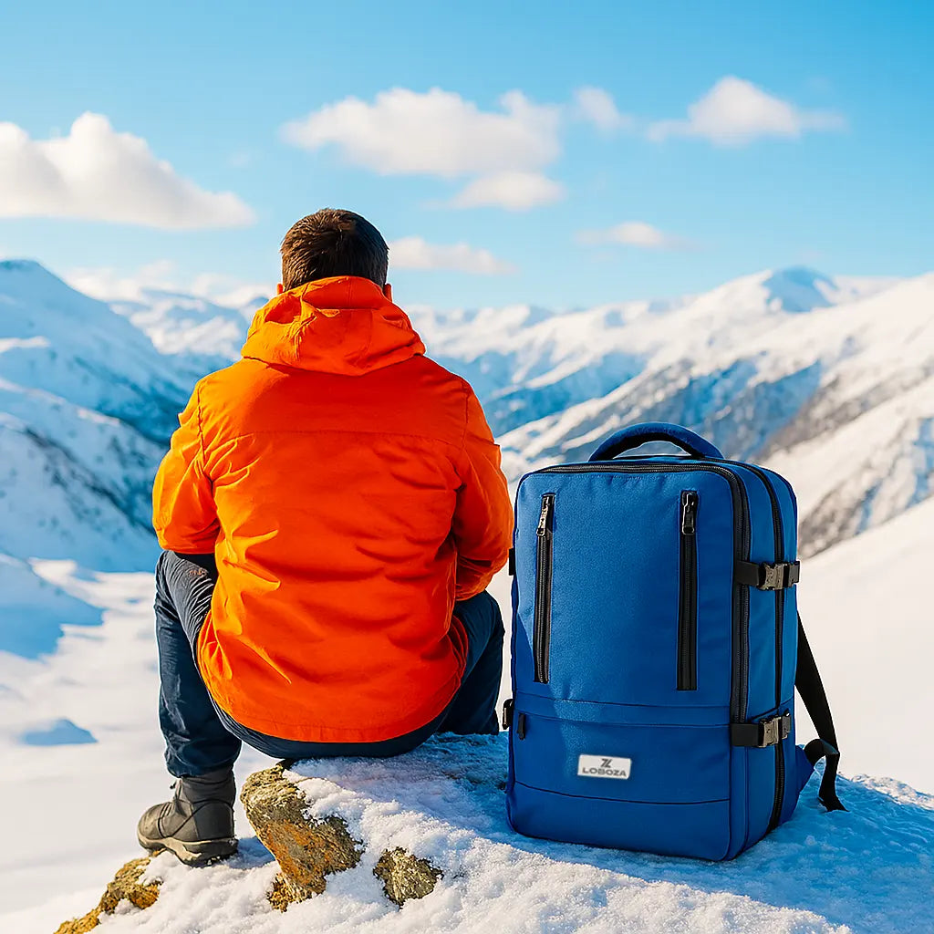 Loboza Nomad Clamshell Travelling Backpack - Navy Blue