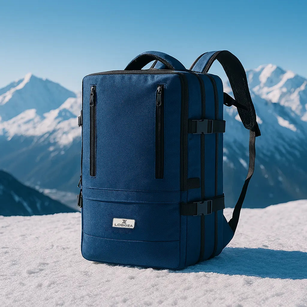 Loboza Nomad Clamshell Travelling Backpack - Navy Blue
