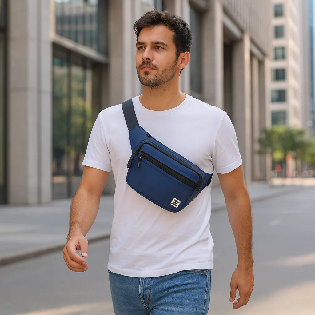 Loboza Safari Crossbody Bag - Navy Blue