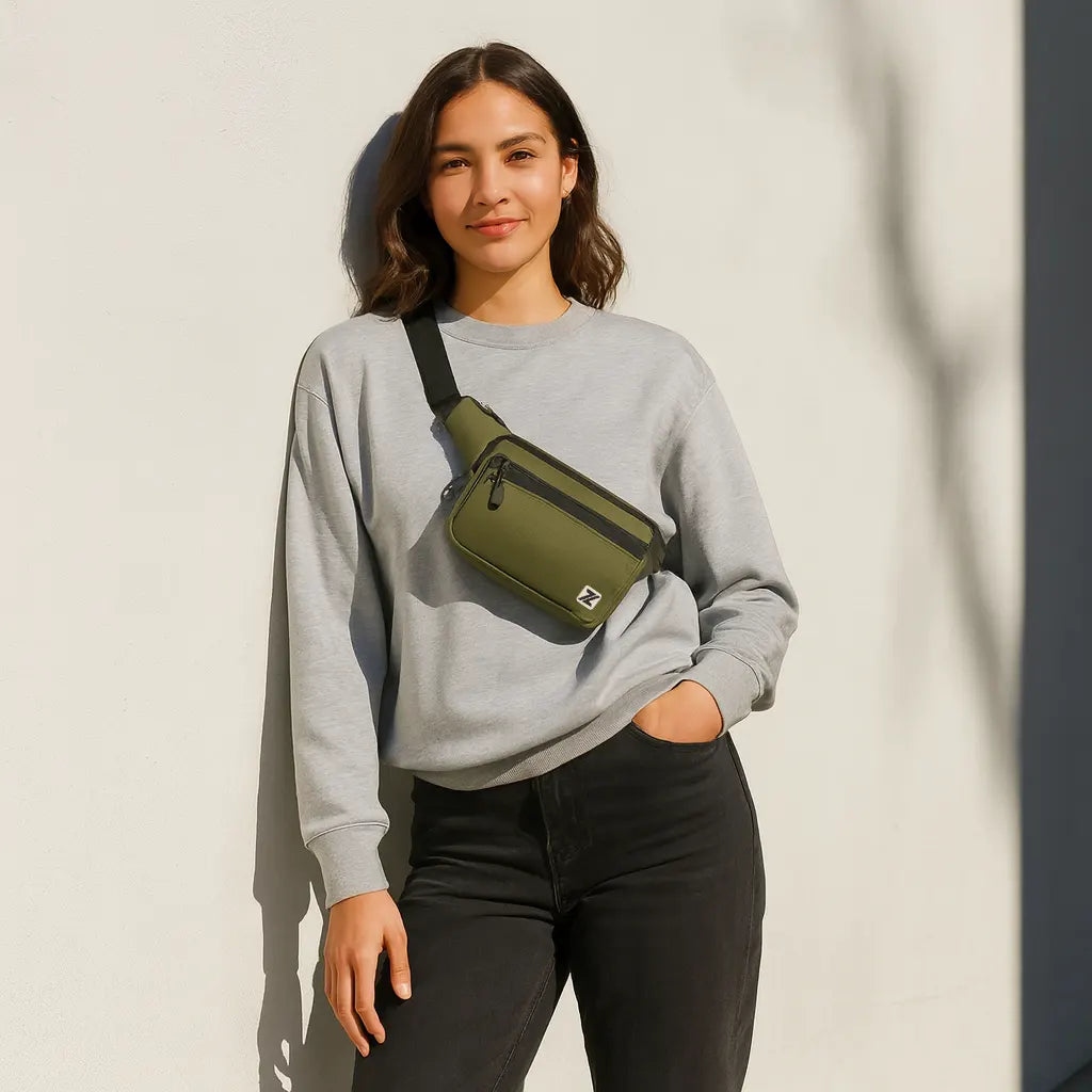 Loboza Safari Crossbody Bag - Olive Green