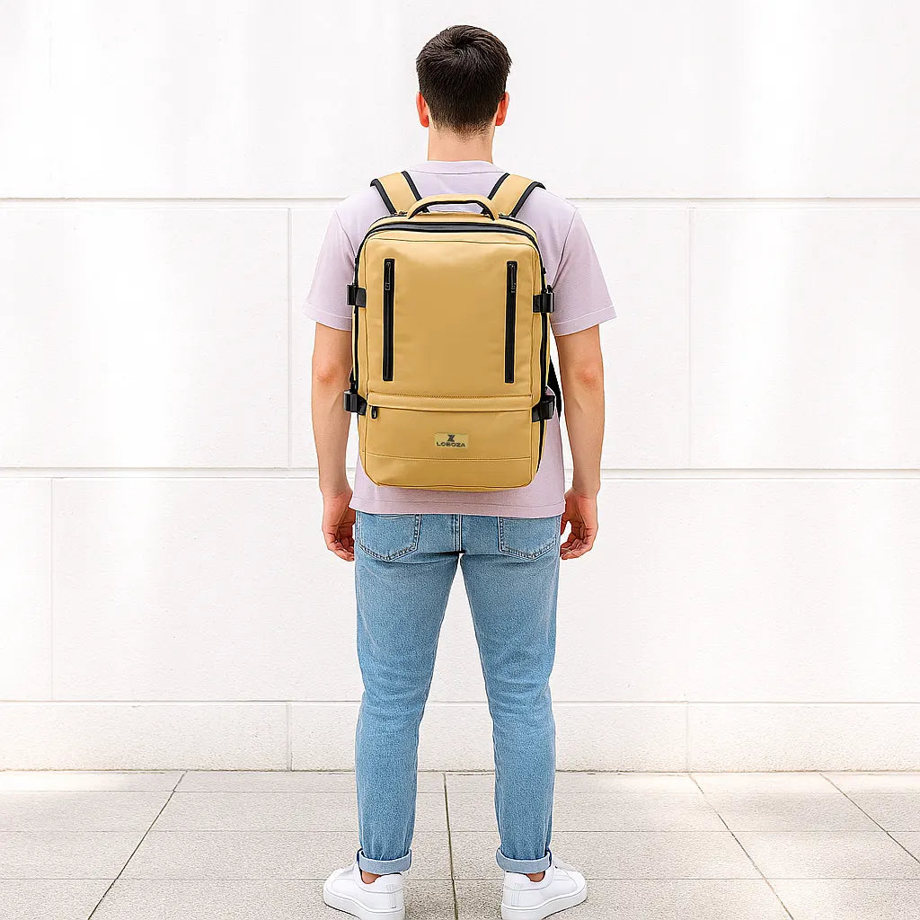 Loboza Nomad Clamshell Travelling Backpack - Khaki/Beige