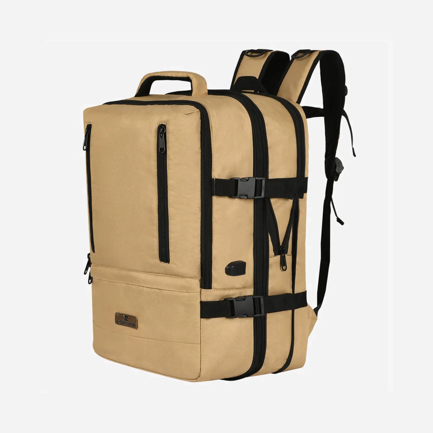 Loboza Nomad Clamshell Travelling Backpack - Khaki/Beige