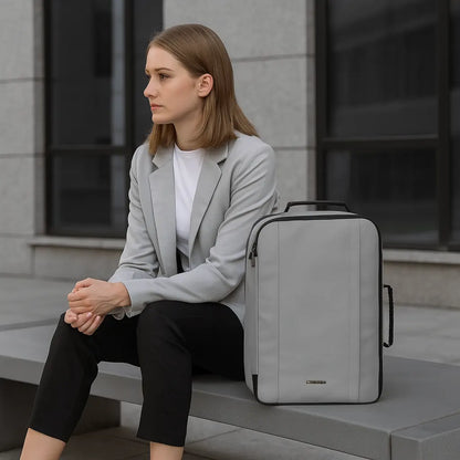 Loboza Dual-Mode Messenger Laptop Backpack- Light Gray