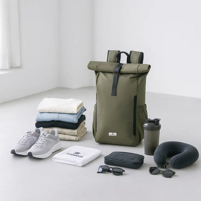 Loboza Explorer Roll-Top Backpack - Olive Green