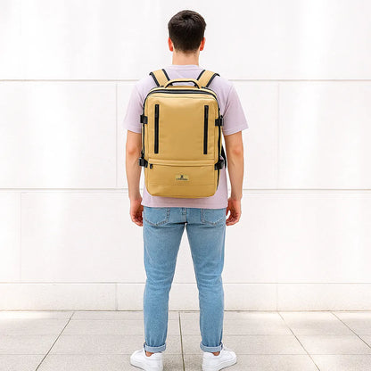 Loboza Nomad Clamshell Travelling Backpack - Khaki/Beige